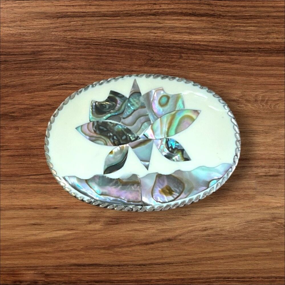 Vintage Alpaca Mexico Abalone Mother of Pearl Bird Brooch Pendant 1.5 Inch